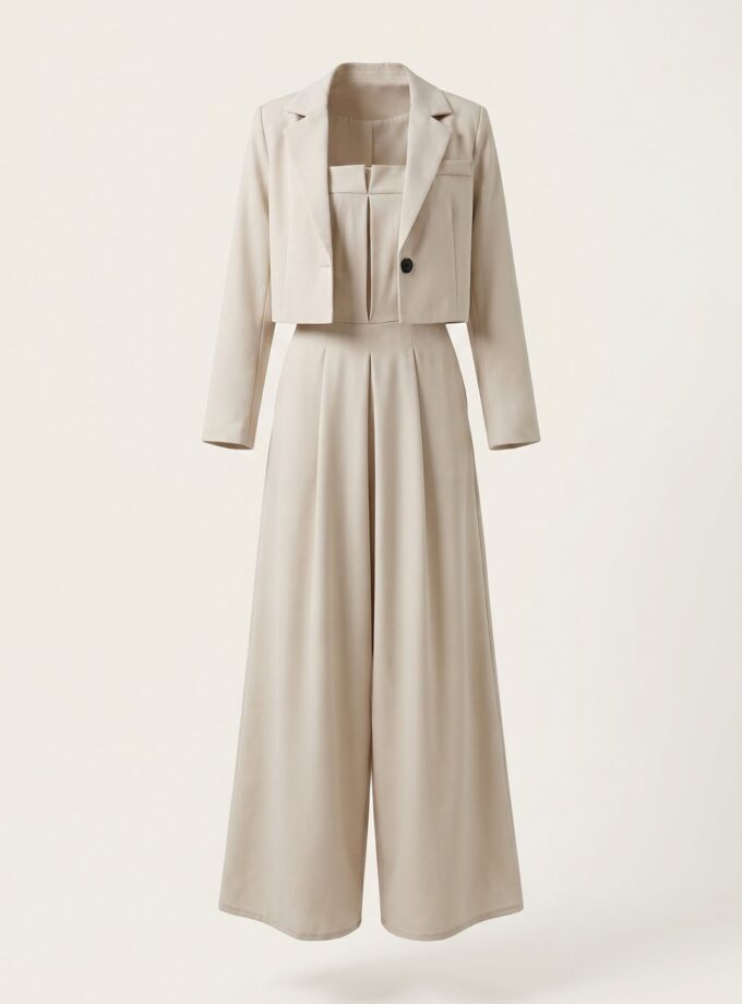 Komplet Blazer i Jumpsuit Ecru