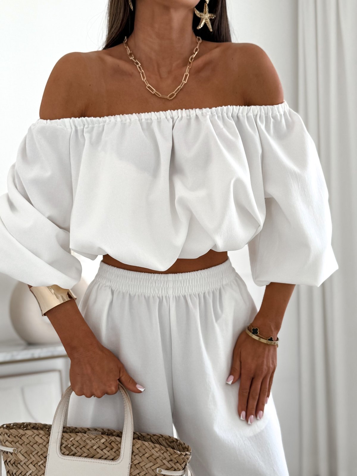 Komplet Off-Shoulder Biały - obrazek 2