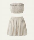 Komplet Lniany Ecru Bandeau i Szorty